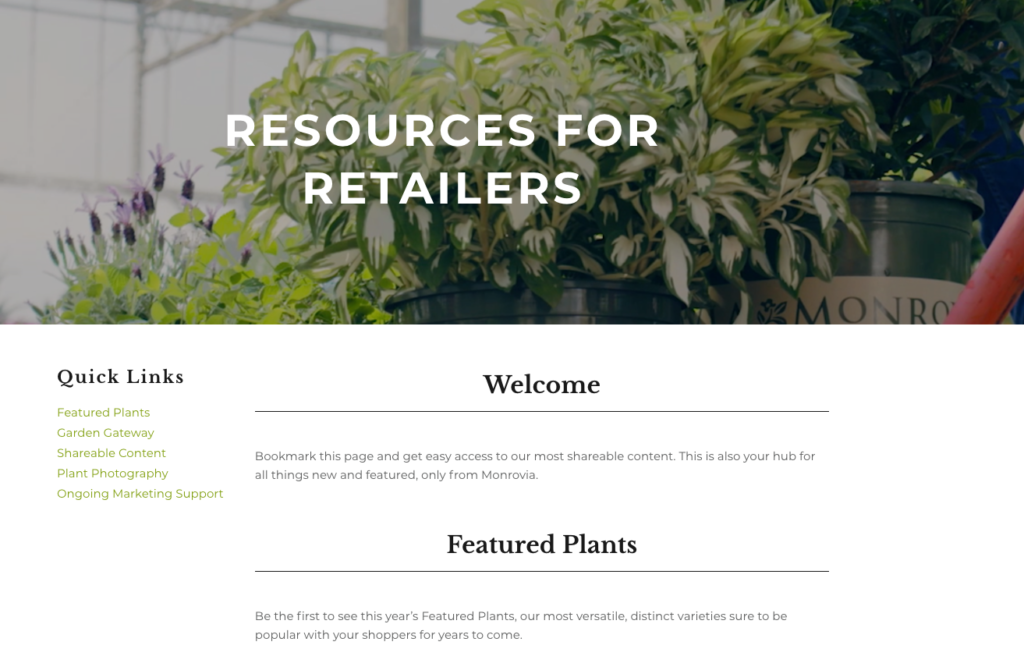Monrovia Creates Retailers Resource Website