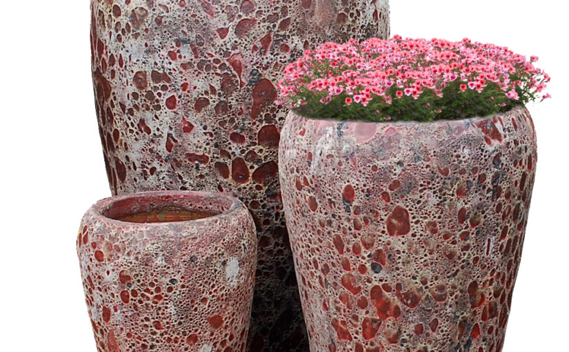 Glenhaven Red Lava Bubble Glaze Pottery
