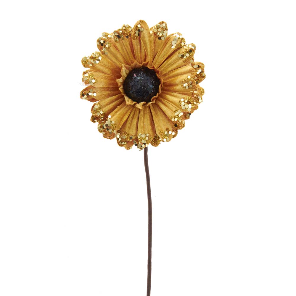 Kurt S Adler Inc Gold Sunflower with Glitter Pick