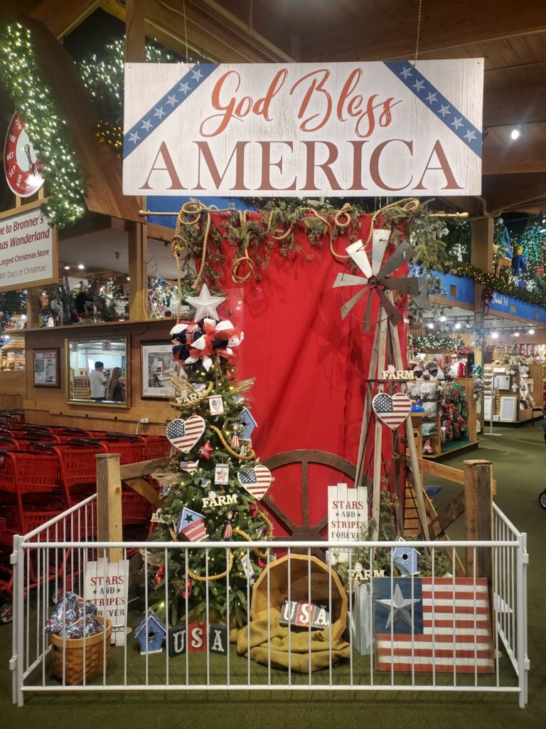 patriotic Bronner’s Christmas Wonderland in Frankenmuth, Michigan