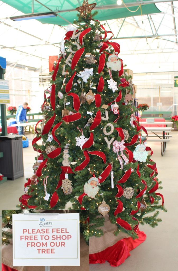 O Christmas Tree. Bedner’s makes selecting gifts easy with a tree decked out with purchasable ornaments.