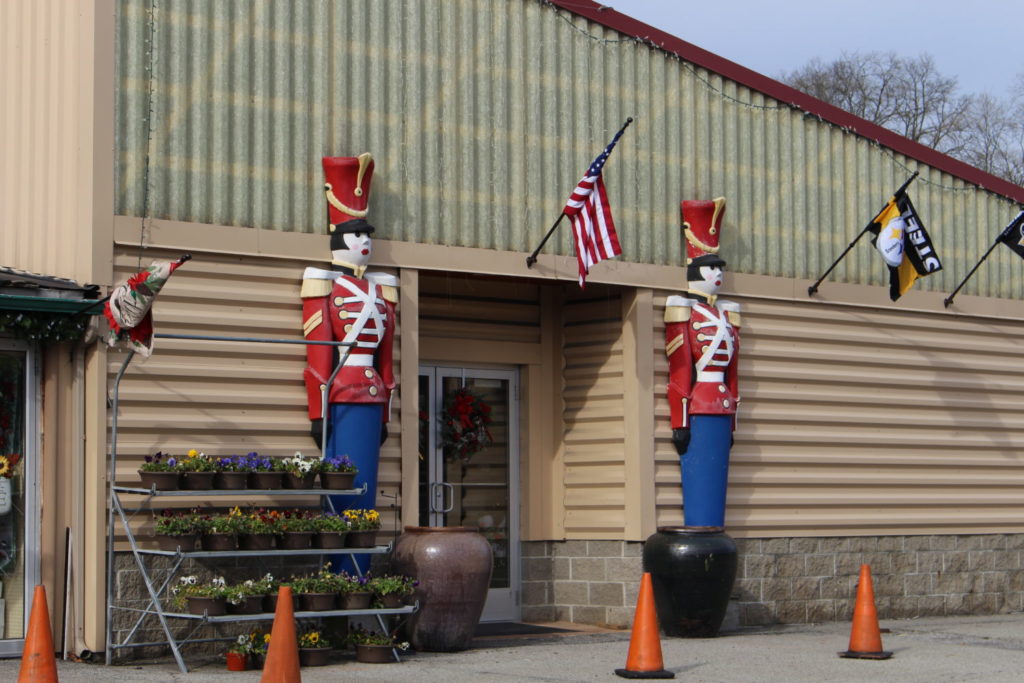 Warm Welcome. Toy soldiers flank the entrance at Meder’s, signaling that the holidays have arrived in the store.