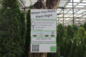 Colonial Gardens in Blue Springs, Missouri, includes a QR code that links to a video on proper tree planting.