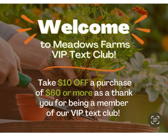 Meadows Farms offers a special discount for text club members.