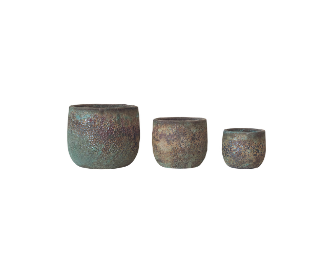 Coarse Terra-cotta Planters, Set of three_Creative Co-Op