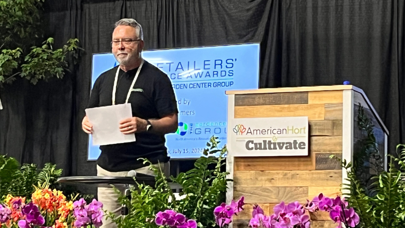Danny Summers, managing director of The Garden Center Group, announced the 15 winners of the 2024 Retailers’ Choice awards at Cultivate’24. There were 62 products nominated, and the panel of garden retailer judges chose these 15