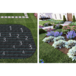 Plant By Number’s template (left) and finished garden (right).