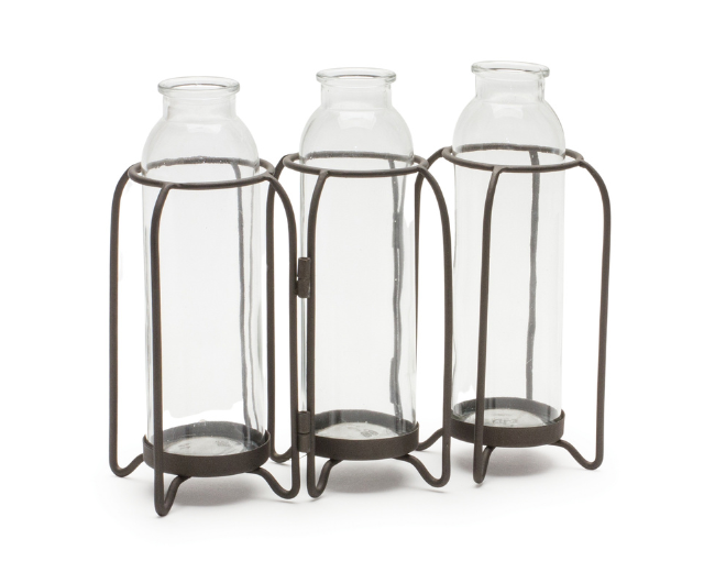 Melrose International_Triple Bottle Vase with Holder