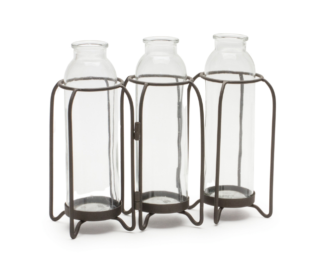 Melrose International_Triple Bottle Vase with Holder