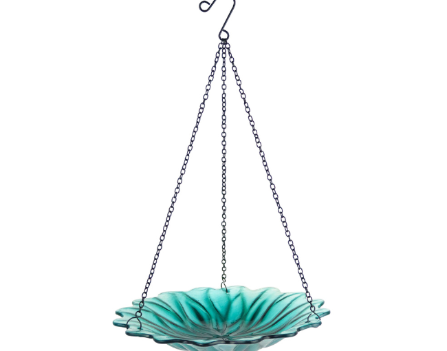 Nature_s Way Bird Products_11-Inch Recycled Glass Hanging Bird Feeder-Bath