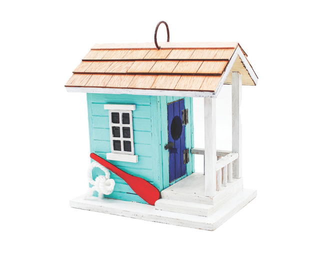 Teal Coastal Cabana Birdhouse_Gold Crest Distributing