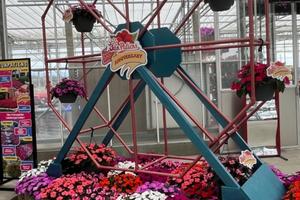 A carnival theme could be found throughout Sakata’s greenhouses, complete with a SunPatiens Ferris wheel.