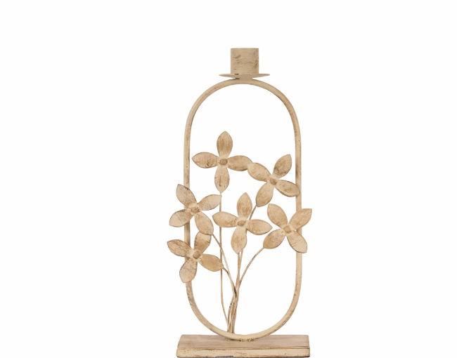 Foreside Home & Garden_Florence Flower Taper Candle Holder