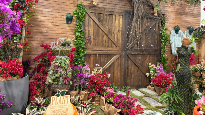 D & A Nursery created a cottage wonderland with plants and props in their booth.