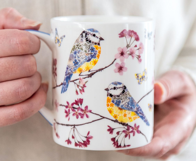 Notes & Queries_Blue Tits and Blossoms mug