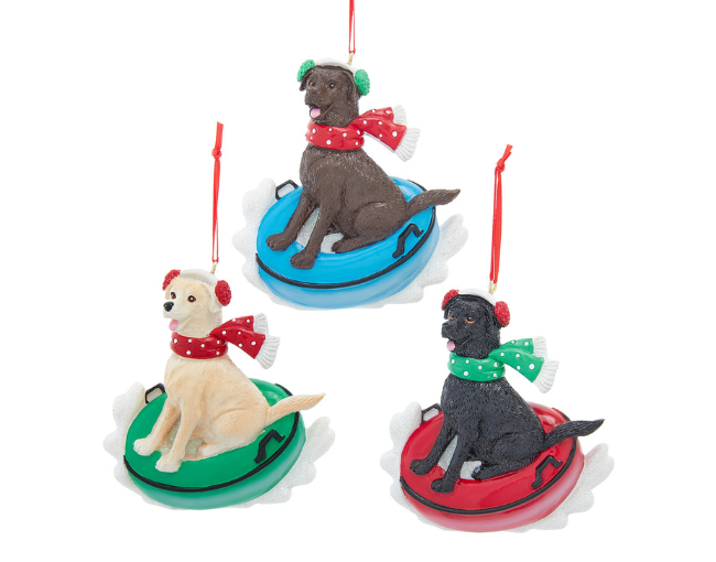 Kurt S. Adler_Dogs on Snow Tubes Ornaments