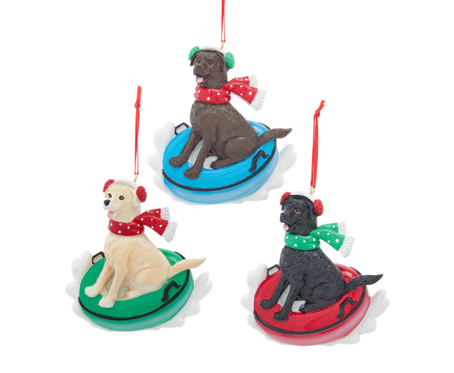 Kurt S. Adler_Dogs on Snow Tubes Ornaments