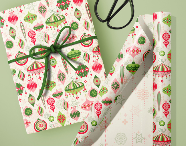Mod Lounge Paper Co._Holiday Retro Ornament Giftwrap