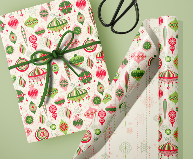 Mod Lounge Paper Co._Holiday Retro Ornament Giftwrap